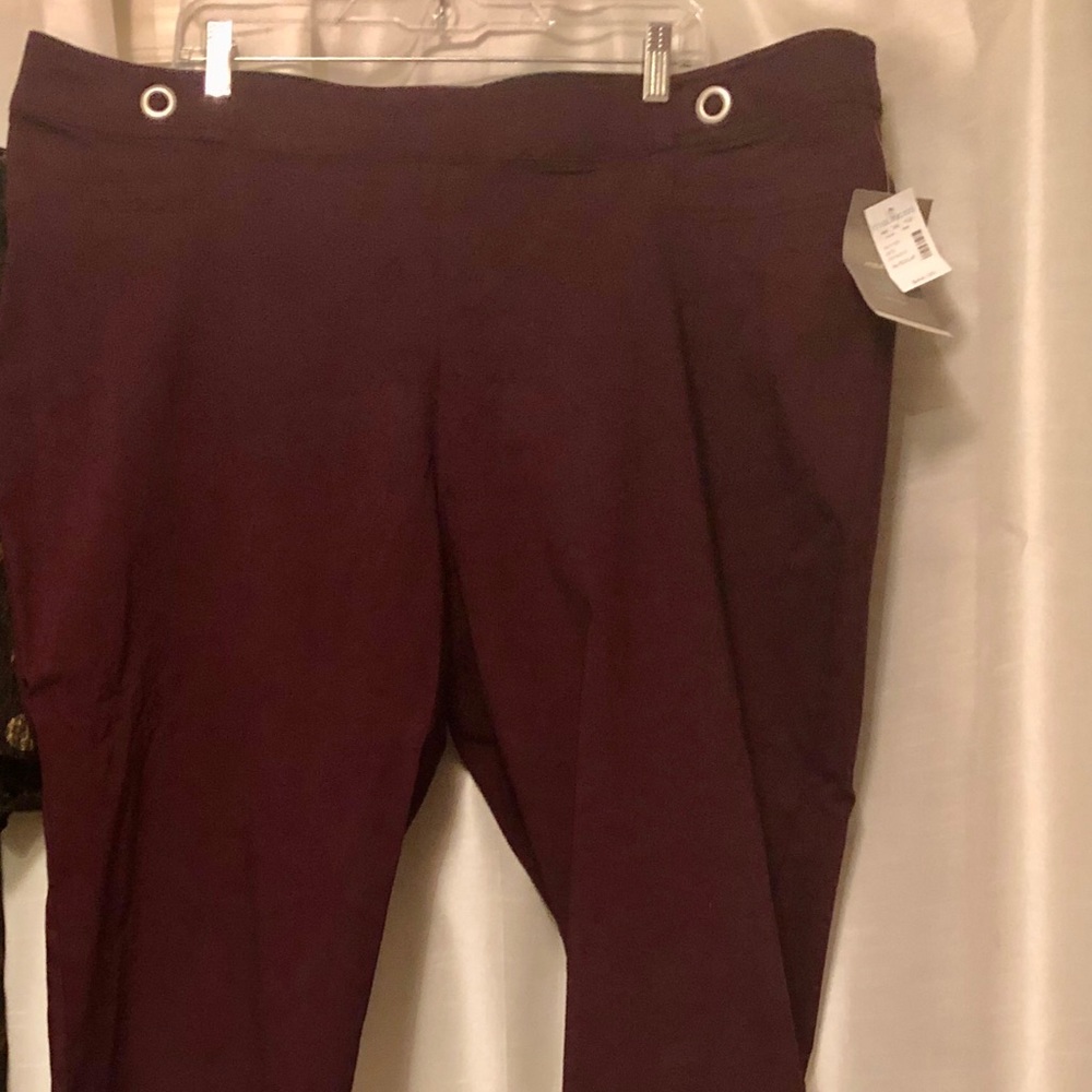 Maurice mid- rise plum stretch pants